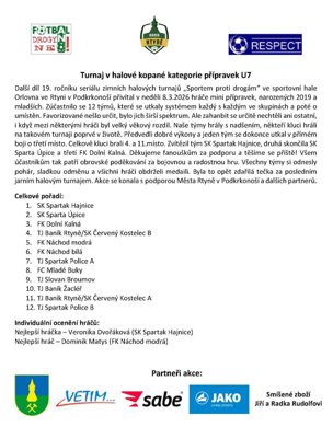 Halový turnaj U7 ve Rtyni v Podkrkonoší